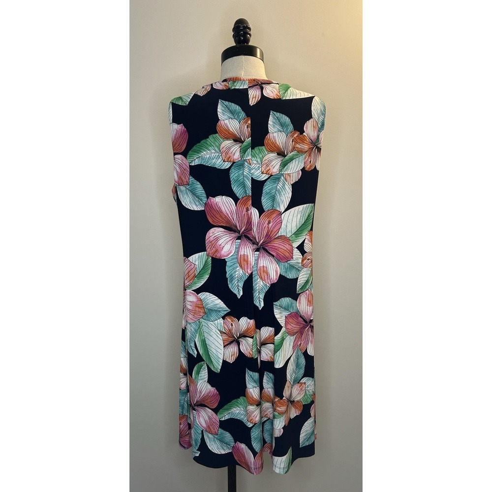 TOMMY HILFIGER Floral Sleeveless Sheath Dress Polyester Spandex Black Womens 14 - Picture 4 of 6